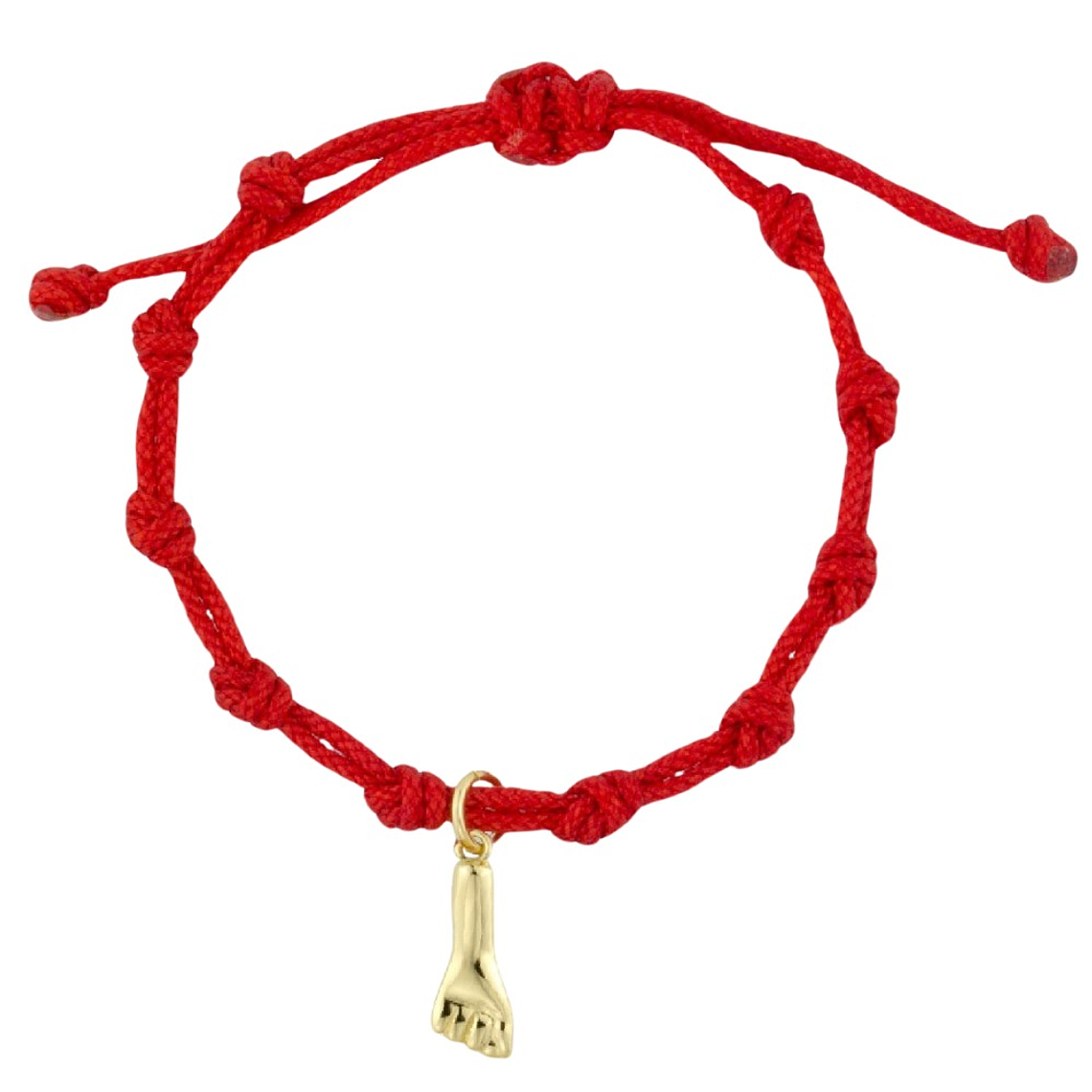 Pulsera de hilo rojo con higa de plata chapada en oro 1