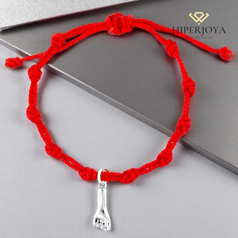 Pulsera de hilo rojo con higa de plata  3