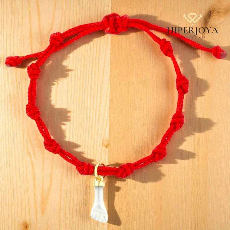 Pulsera de hilo rojo con higa de madreperla 3