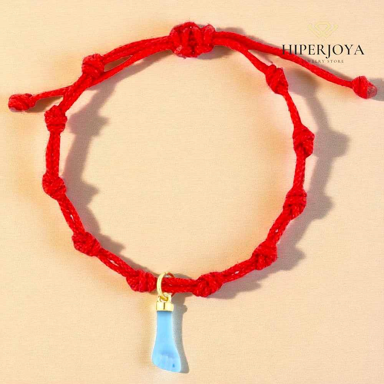 Pulsera de hilo rojo con higa de turquesa 3