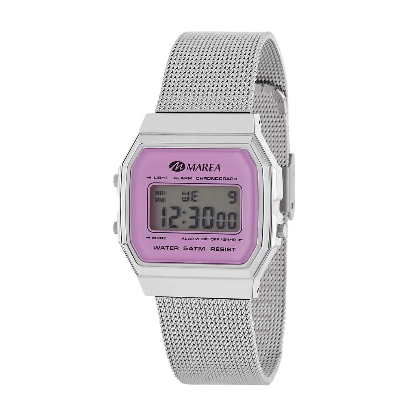 Reloj digital pantalla LCD color lila 1