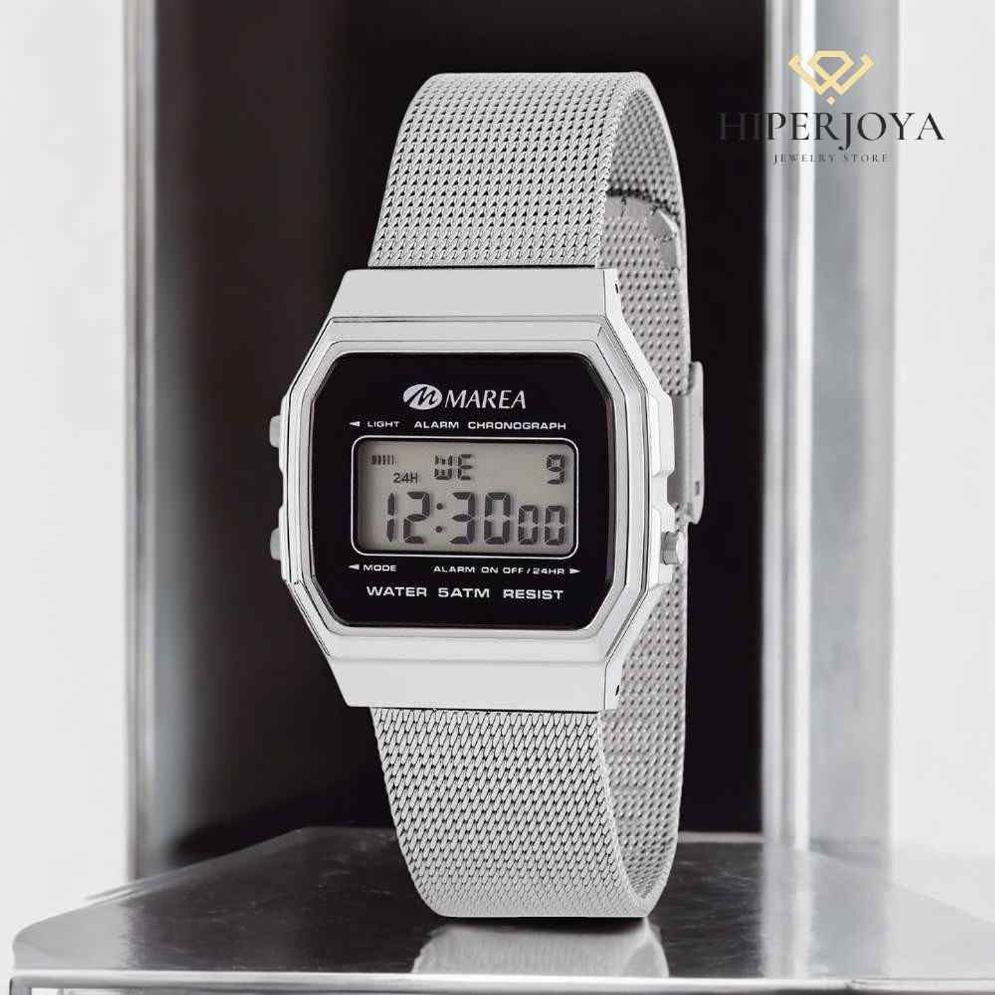 Reloj digital pantalla LCD color negro 3