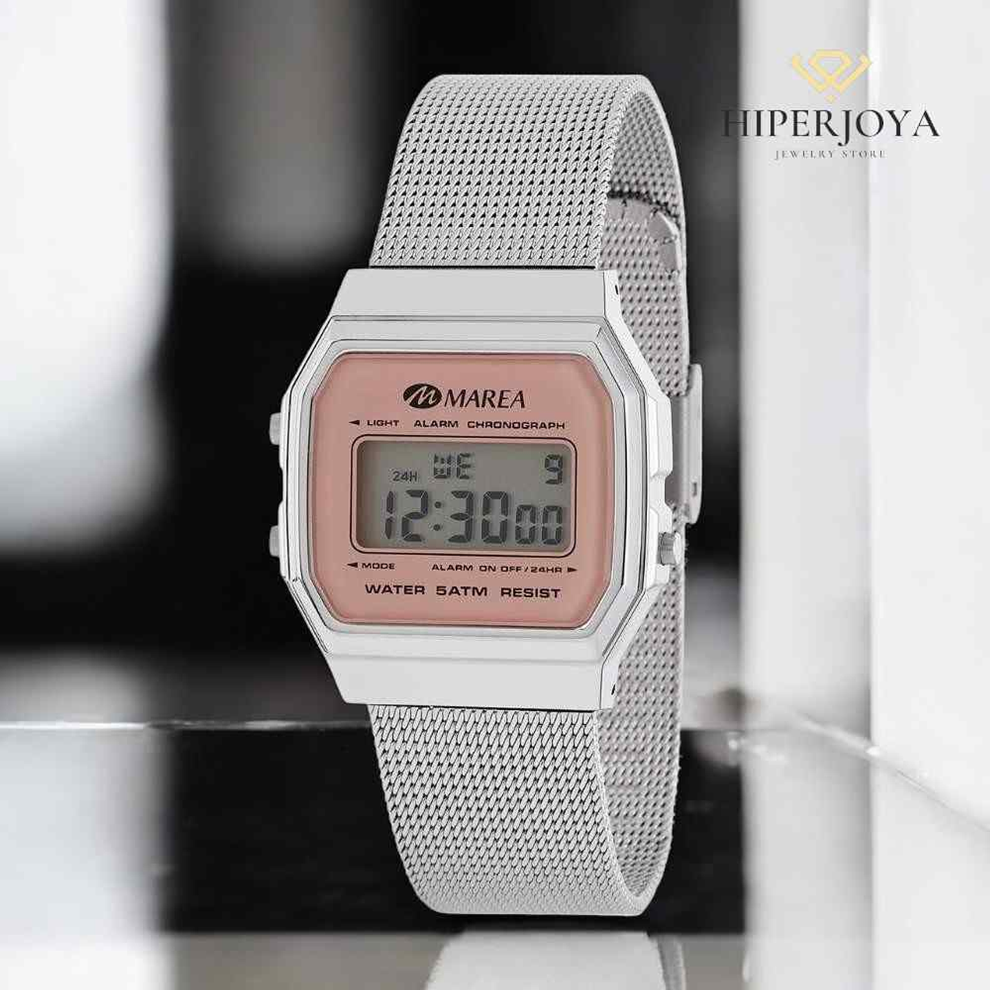 Reloj digital pantalla LCD color rosa 3