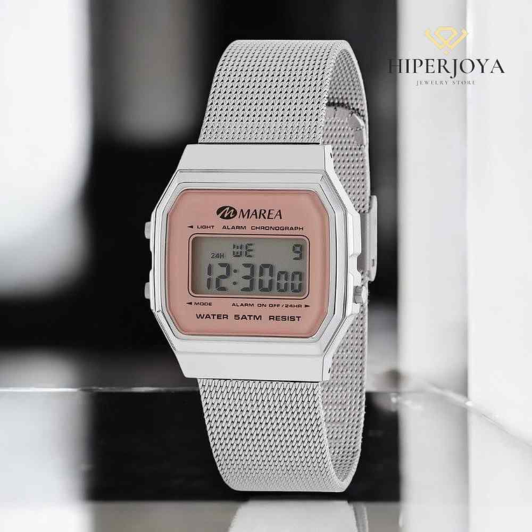 Reloj digital pantalla LCD color rosa 3