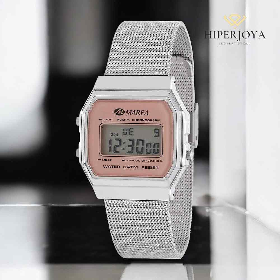 Reloj digital pantalla LCD color rosa 3