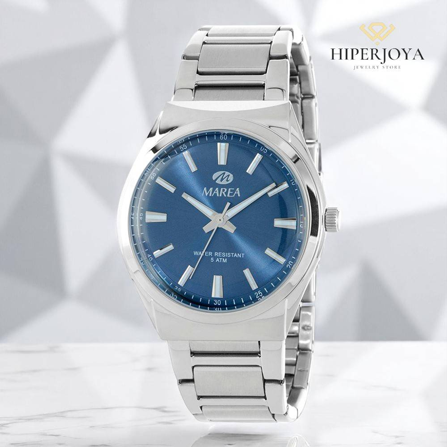 Reloj con la esfera azul y acero para caballero  3