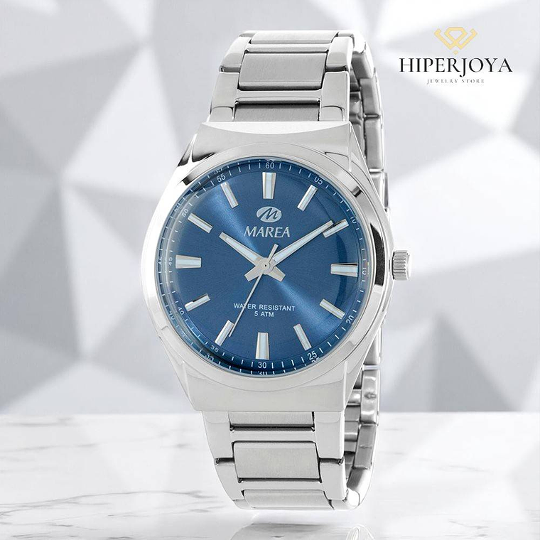 Reloj con la esfera azul y acero para caballero  3