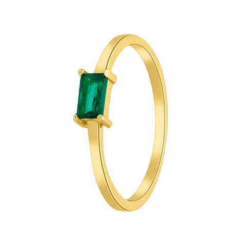 Anillo con circonita verde y baño de oro 