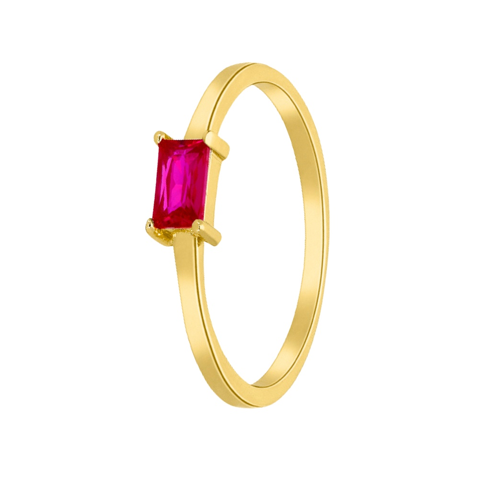 Anillo con circonita rosa  1