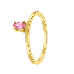 Anillo con piedra rosa y baño de oro 