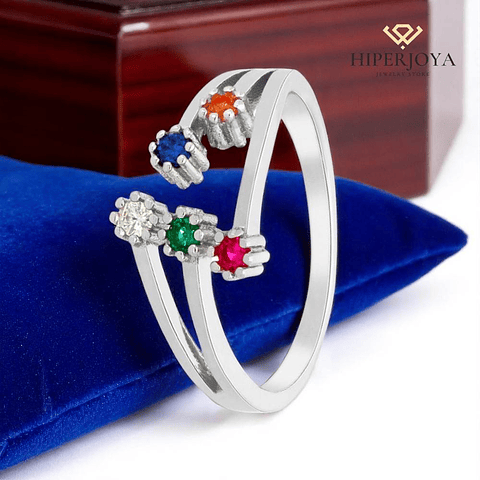 Anillo con circonitas multicolor 