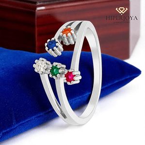 Anillo con circonitas multicolor 