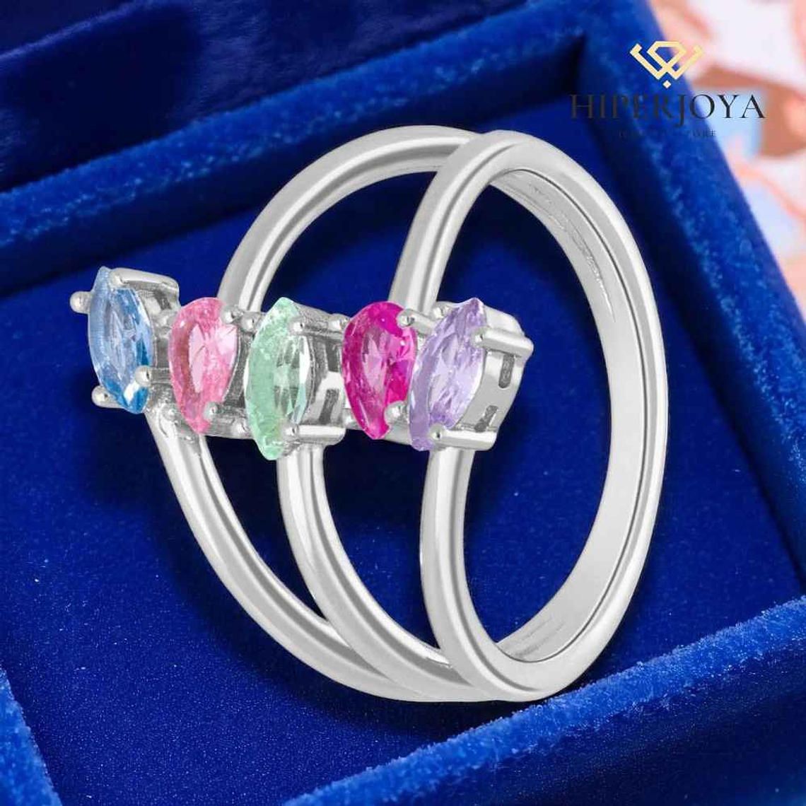 Anillo con piedras multicolor  2