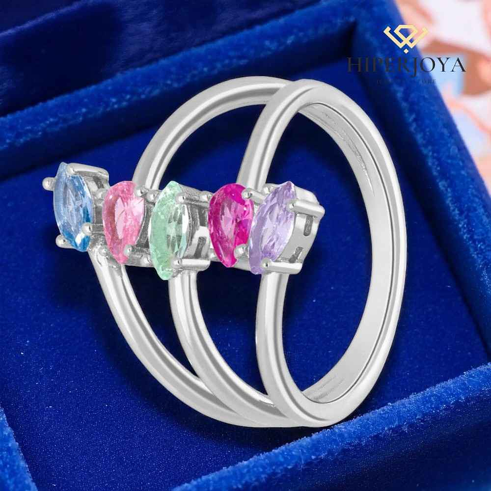 Anillo con piedras multicolor  2