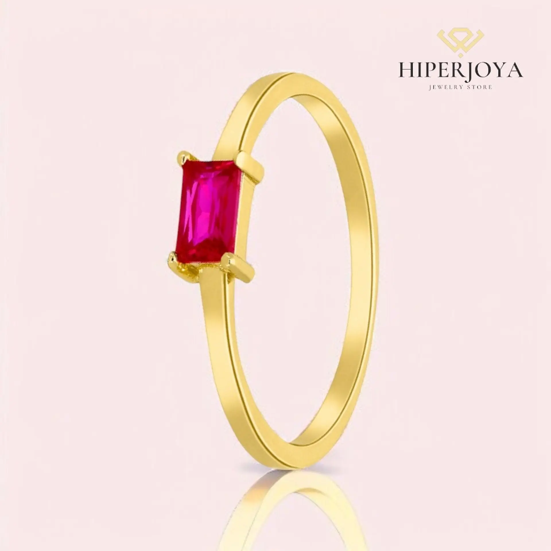 Anillo con circonita rosa  2