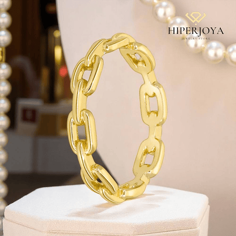 Anillo de eslabones con baño de oro 