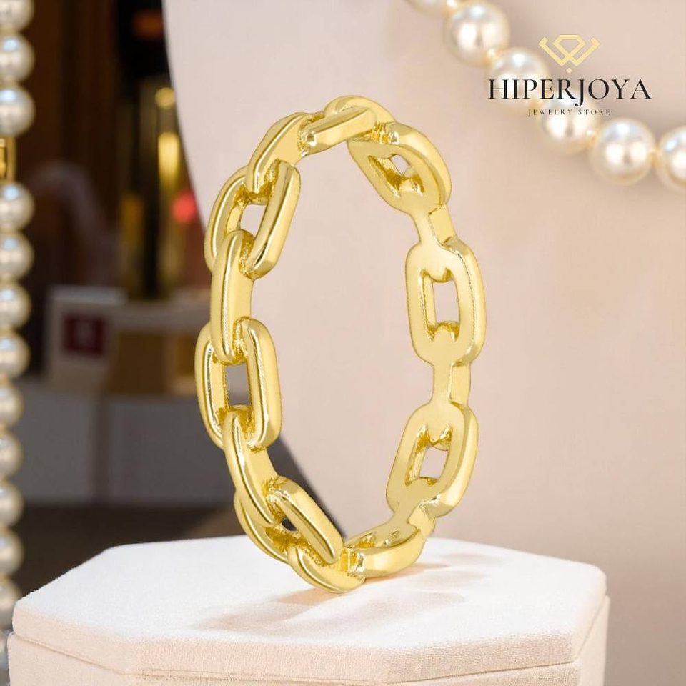 Anillo de eslabones con baño de oro  2