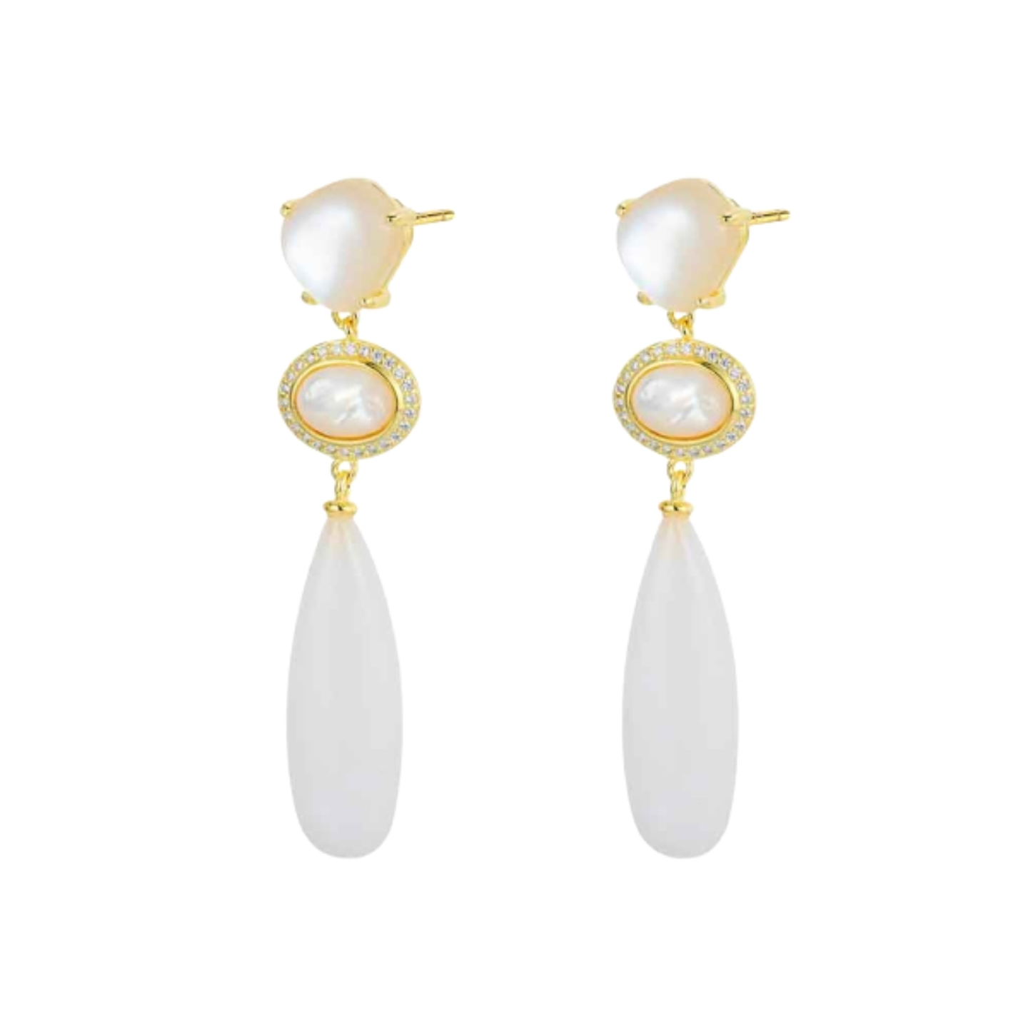 Pendientes de piedra natural jade blanco  1