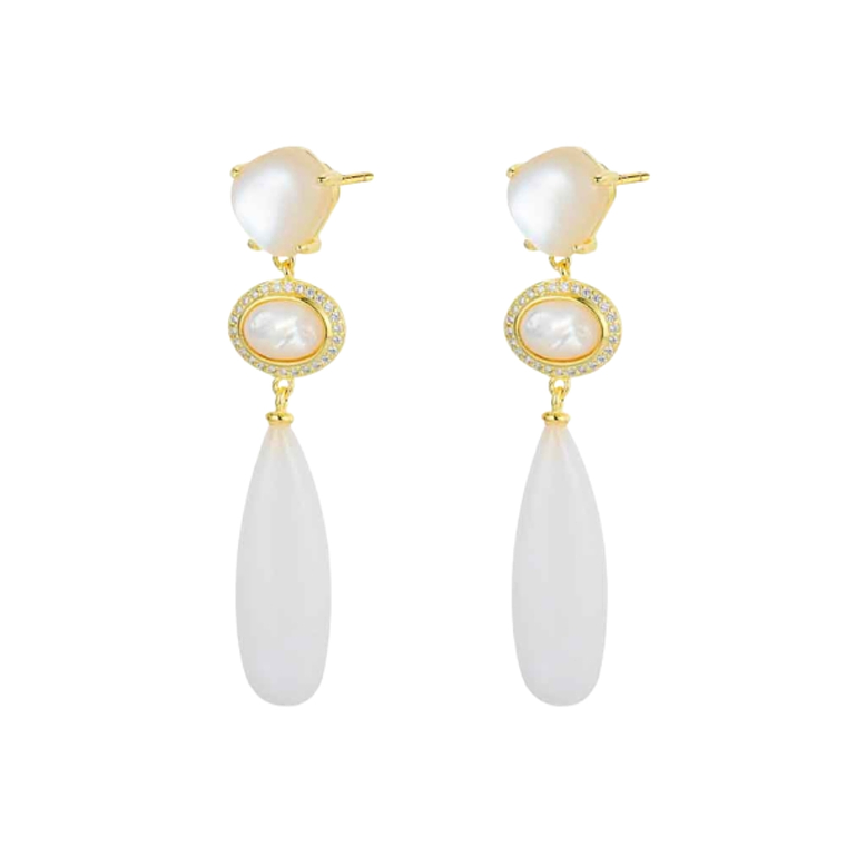 Pendientes de piedra natural jade blanco  1