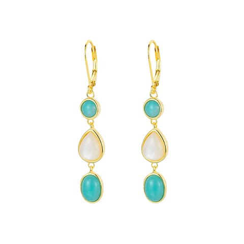Pendientes de piedras naturales madre perla y amazonita