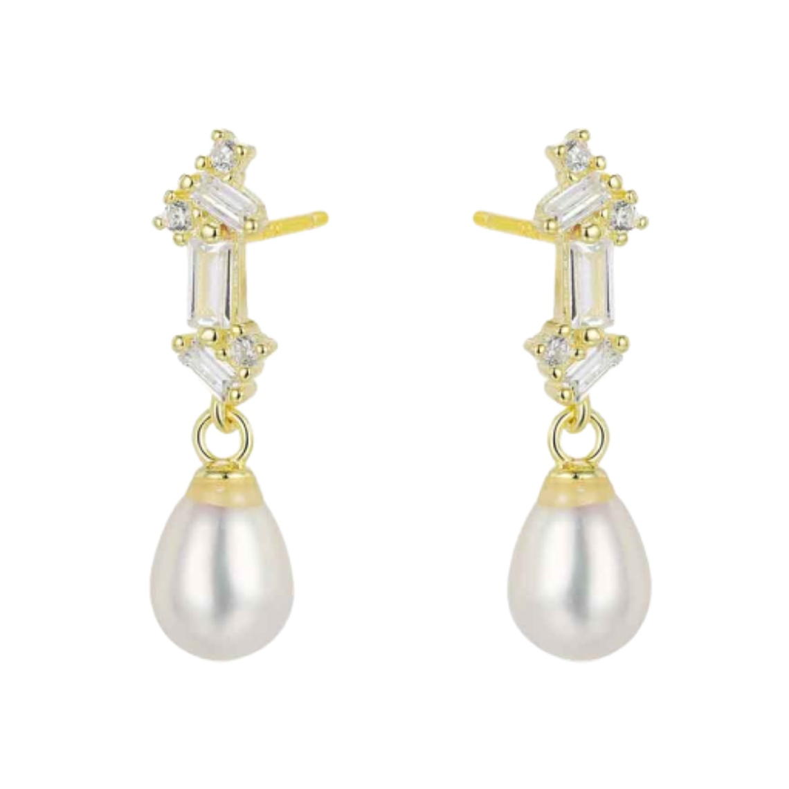 Pendiente de plata chapado con perla natural 1