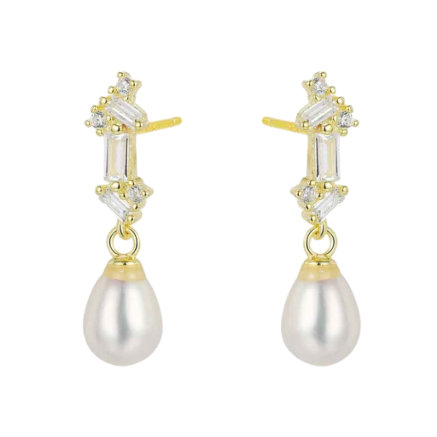 Pendiente de plata chapado con perla natural 1