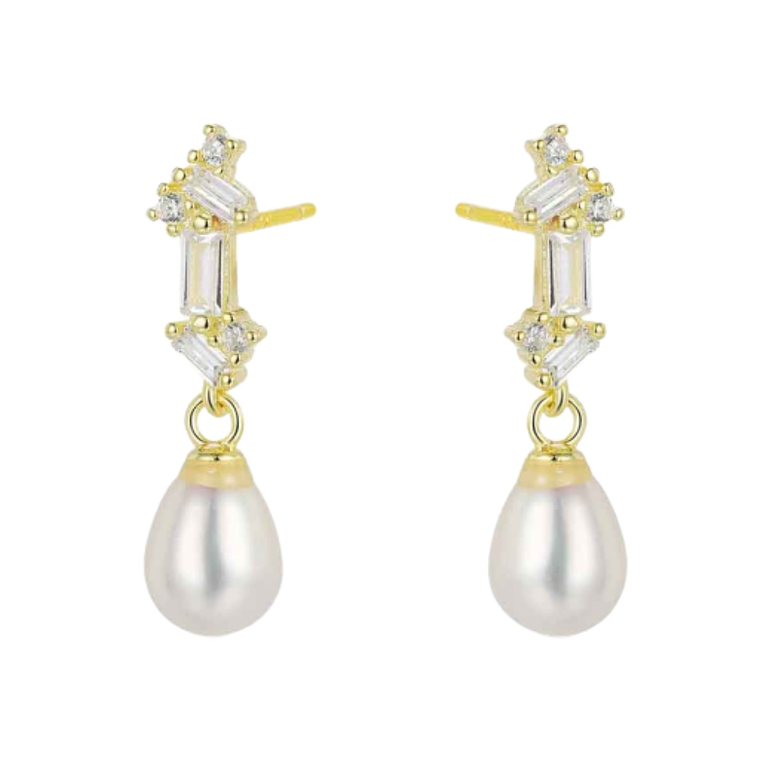 Pendiente de plata chapado con perla natural 1