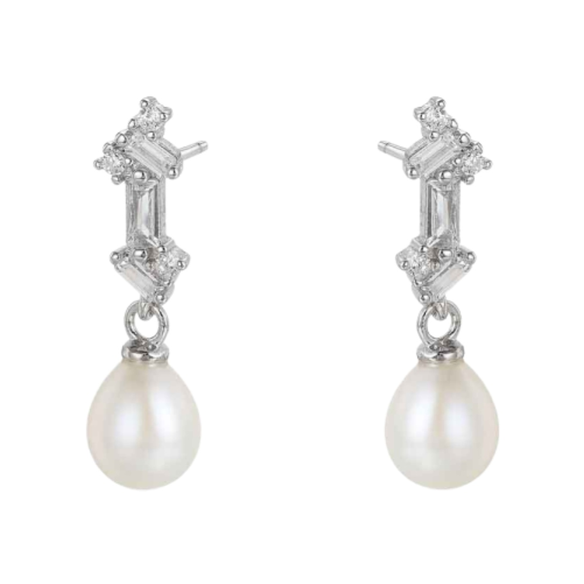 Pendiente de plata rodiado con perla natural  1