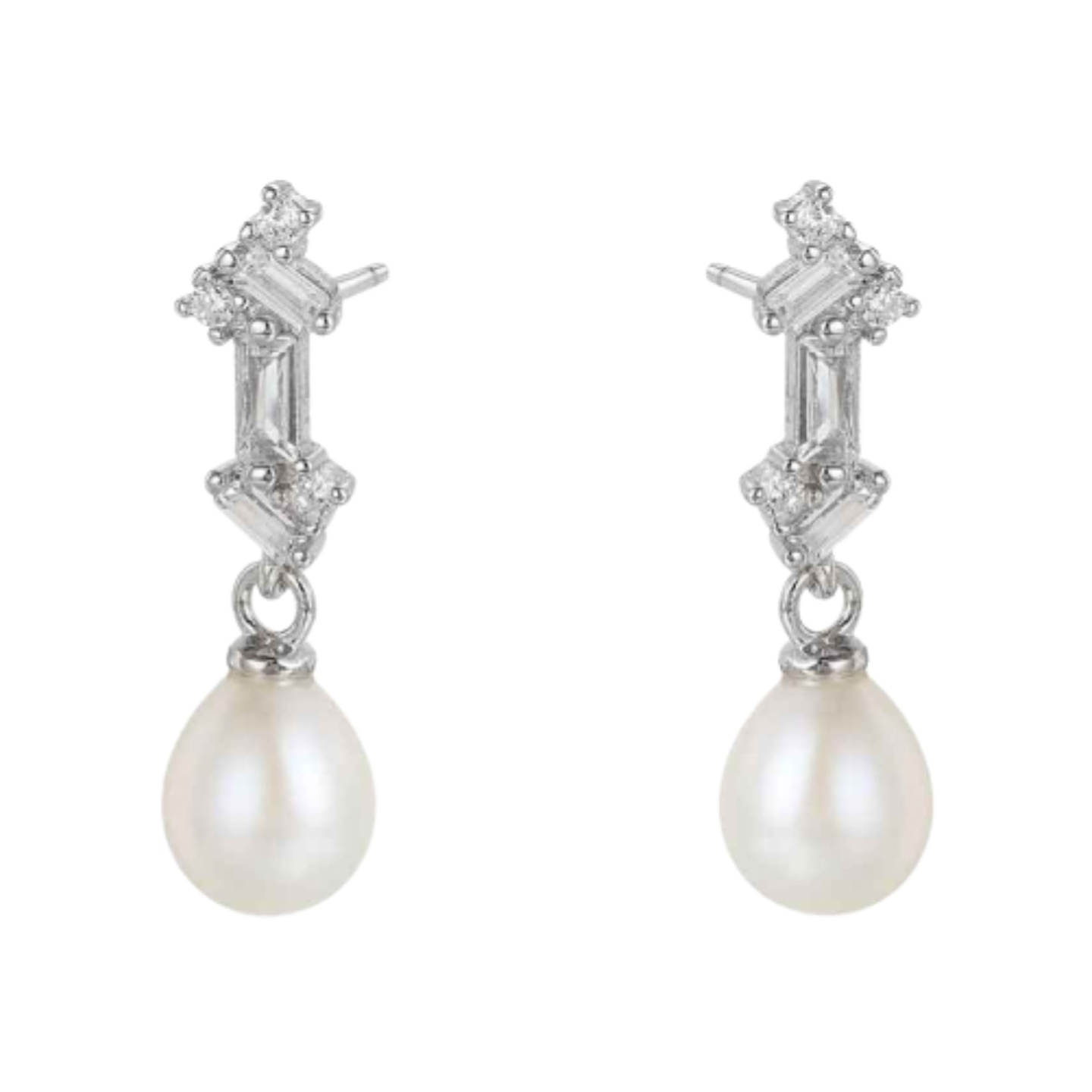 Pendiente de plata rodiado con perla natural  1