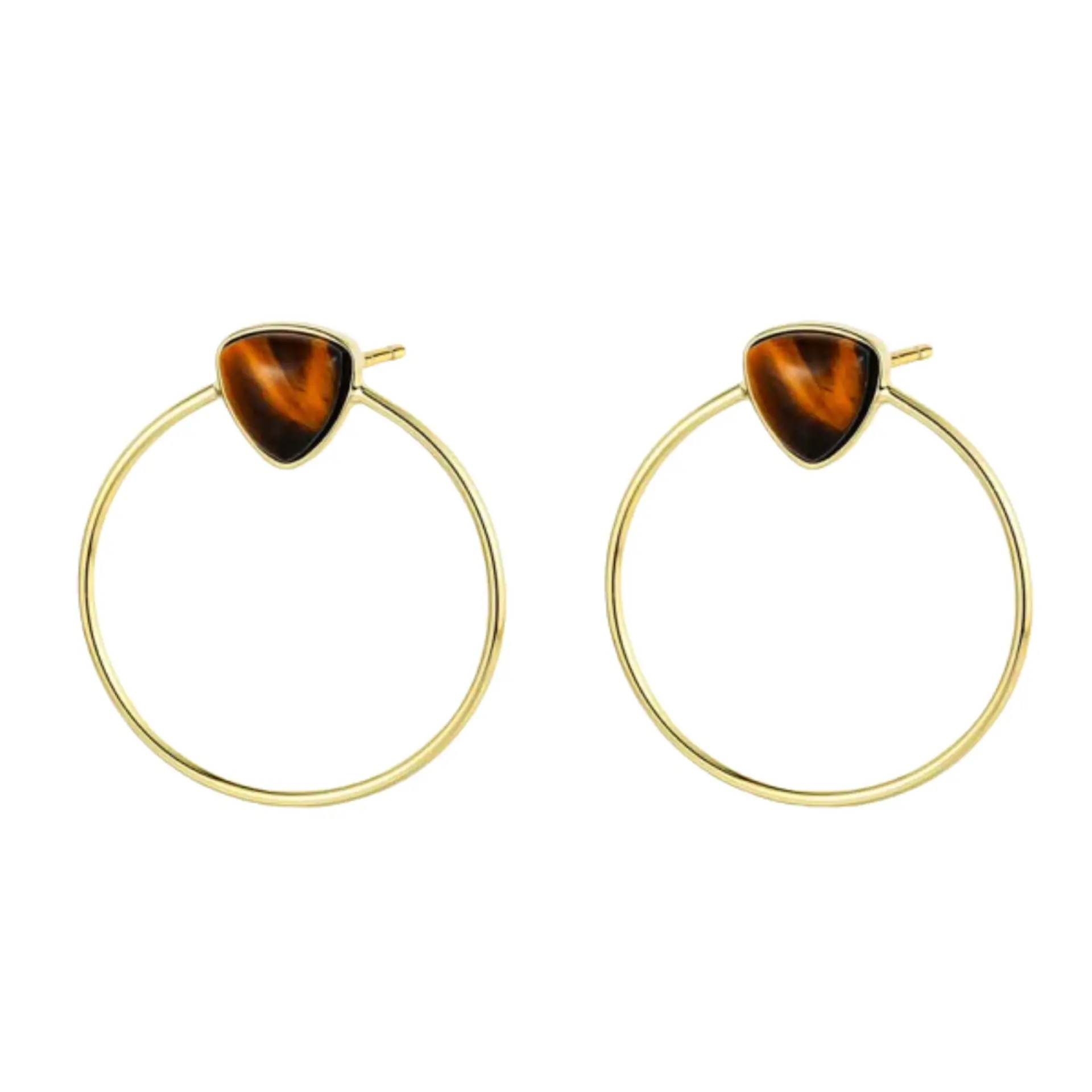 Pendientes de aro piedra natural ojo de tigre 1
