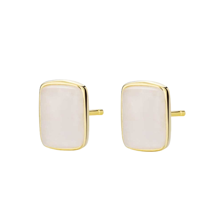 Pendientes de piedra luna rectangular 1