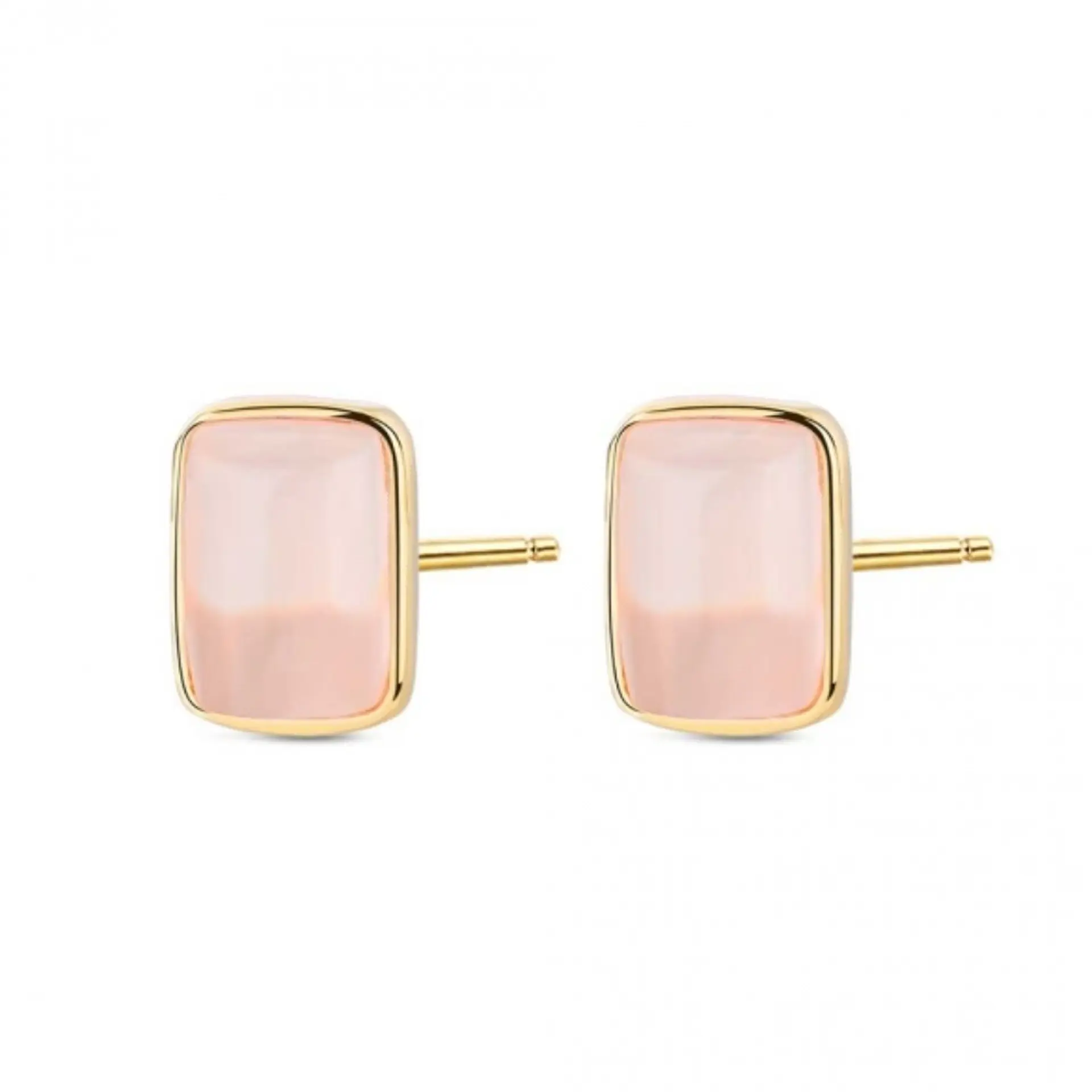 Pendientes de piedra natural cuarzo rosa rectangular  1