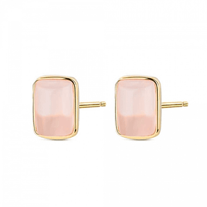 Pendientes de piedra natural cuarzo rosa rectangular 
