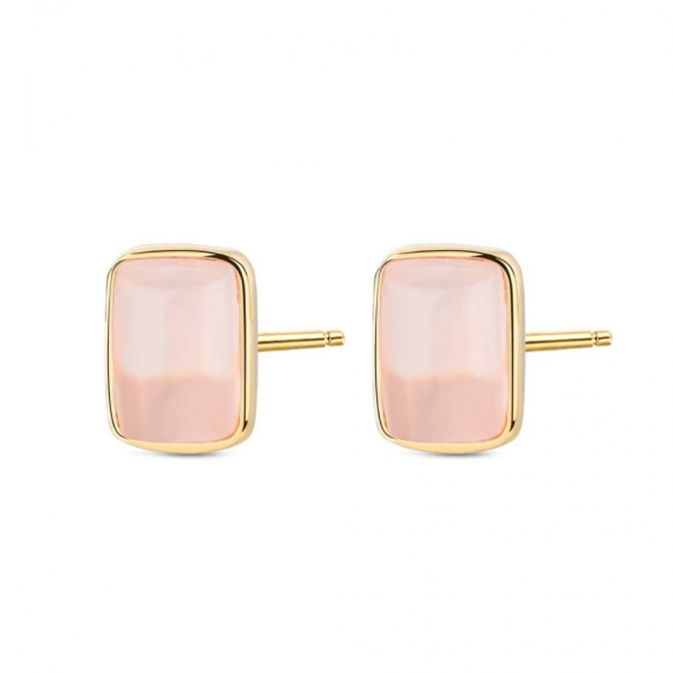 Pendientes de piedra natural cuarzo rosa rectangular  1