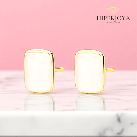 Pendientes de piedra luna rectangular