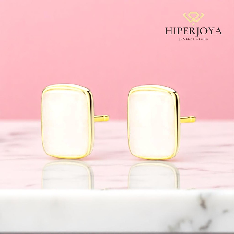 Pendientes de piedra luna rectangular 2