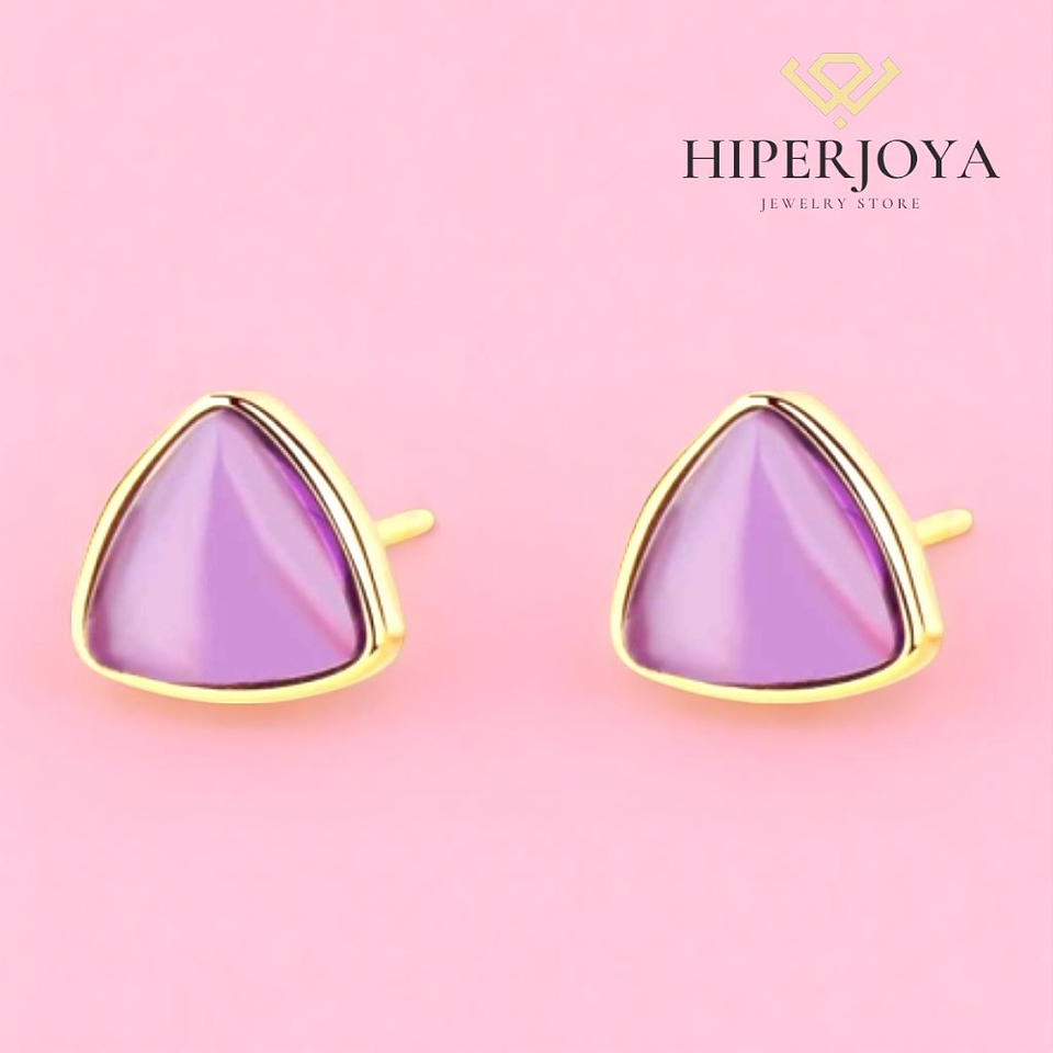 Pendientes de piedra natural amatista  2