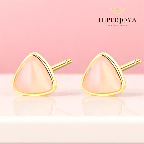 Pendientes de piedra natural cuarzo rosa 