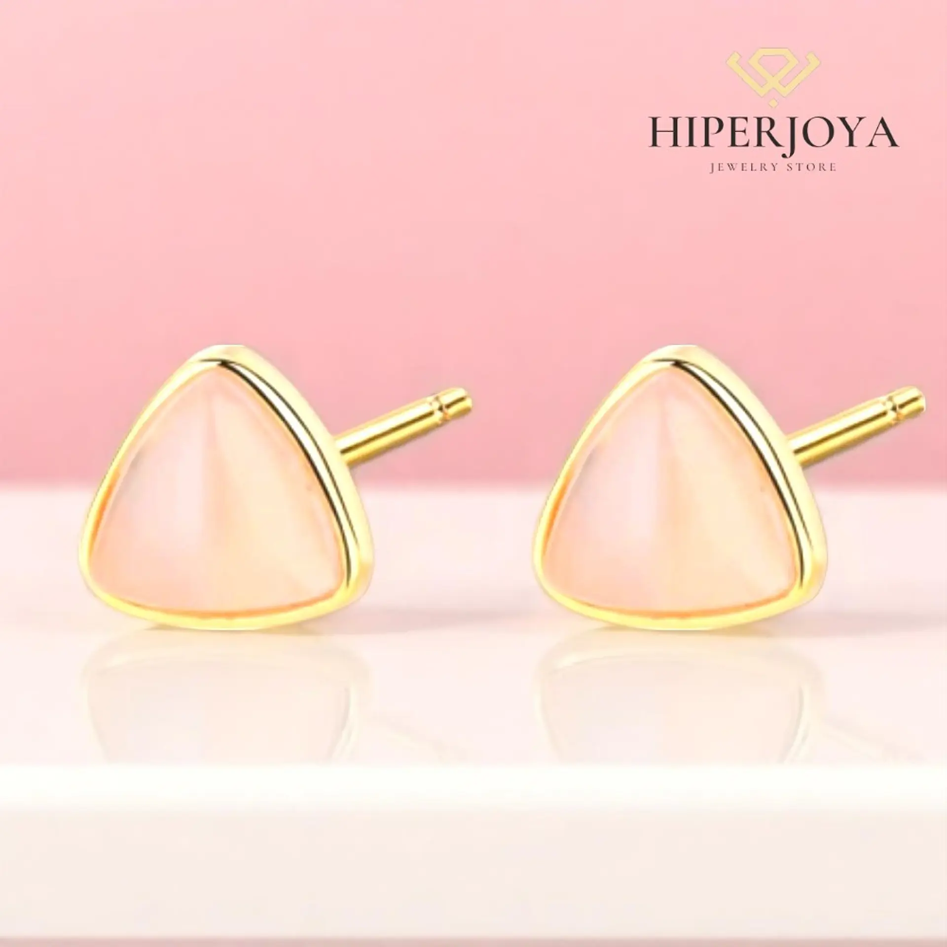 Pendientes de piedra natural cuarzo rosa  2
