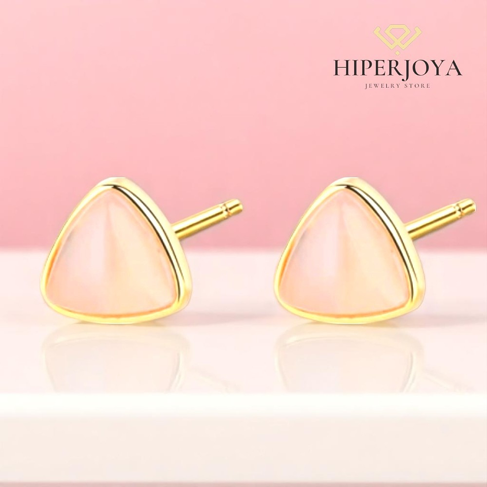 Pendientes de piedra natural cuarzo rosa  2