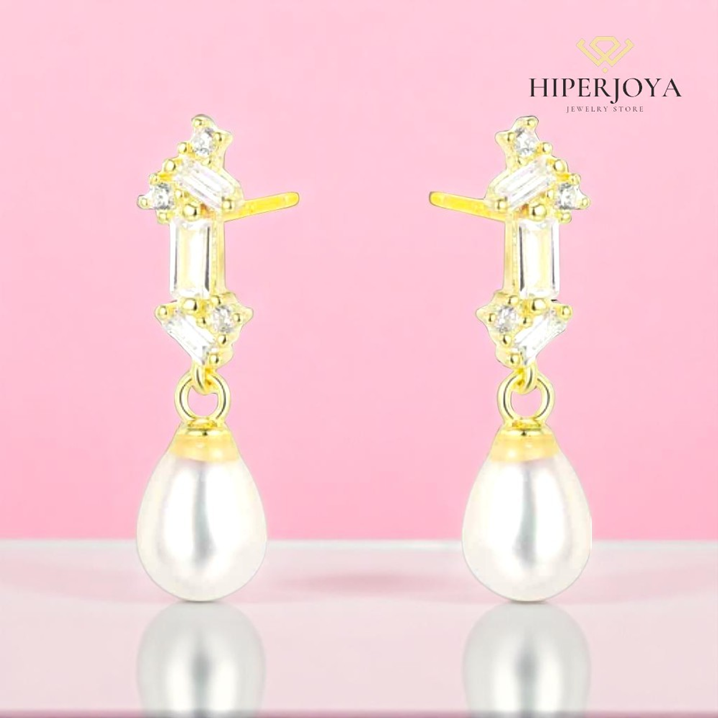 Pendiente de plata chapado con perla natural 2