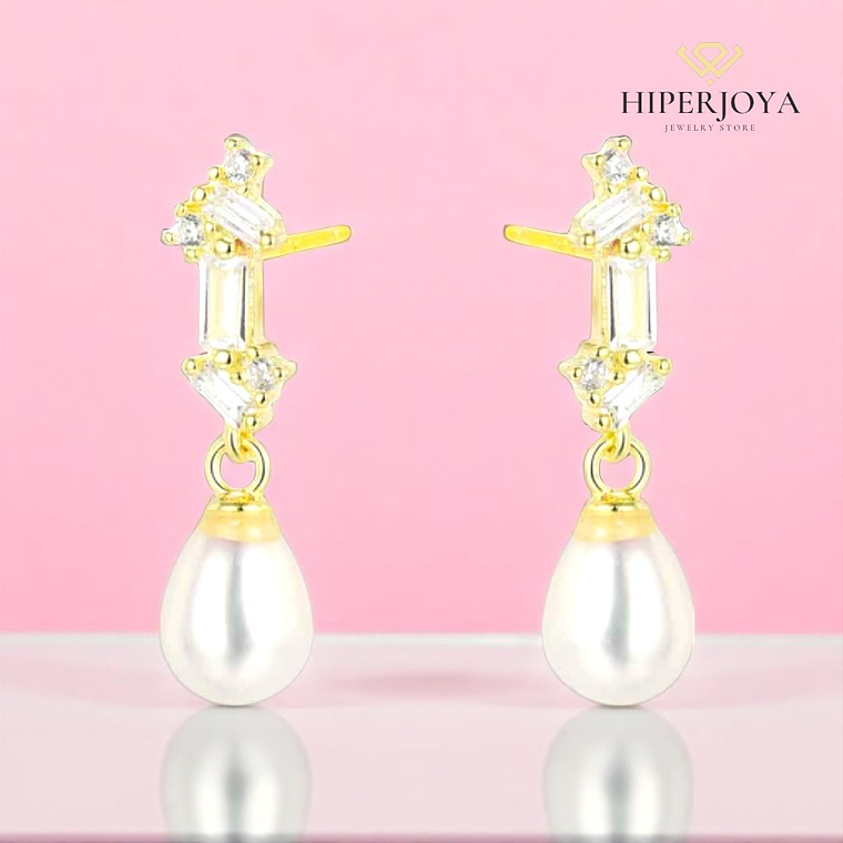 Pendiente de plata chapado con perla natural 2