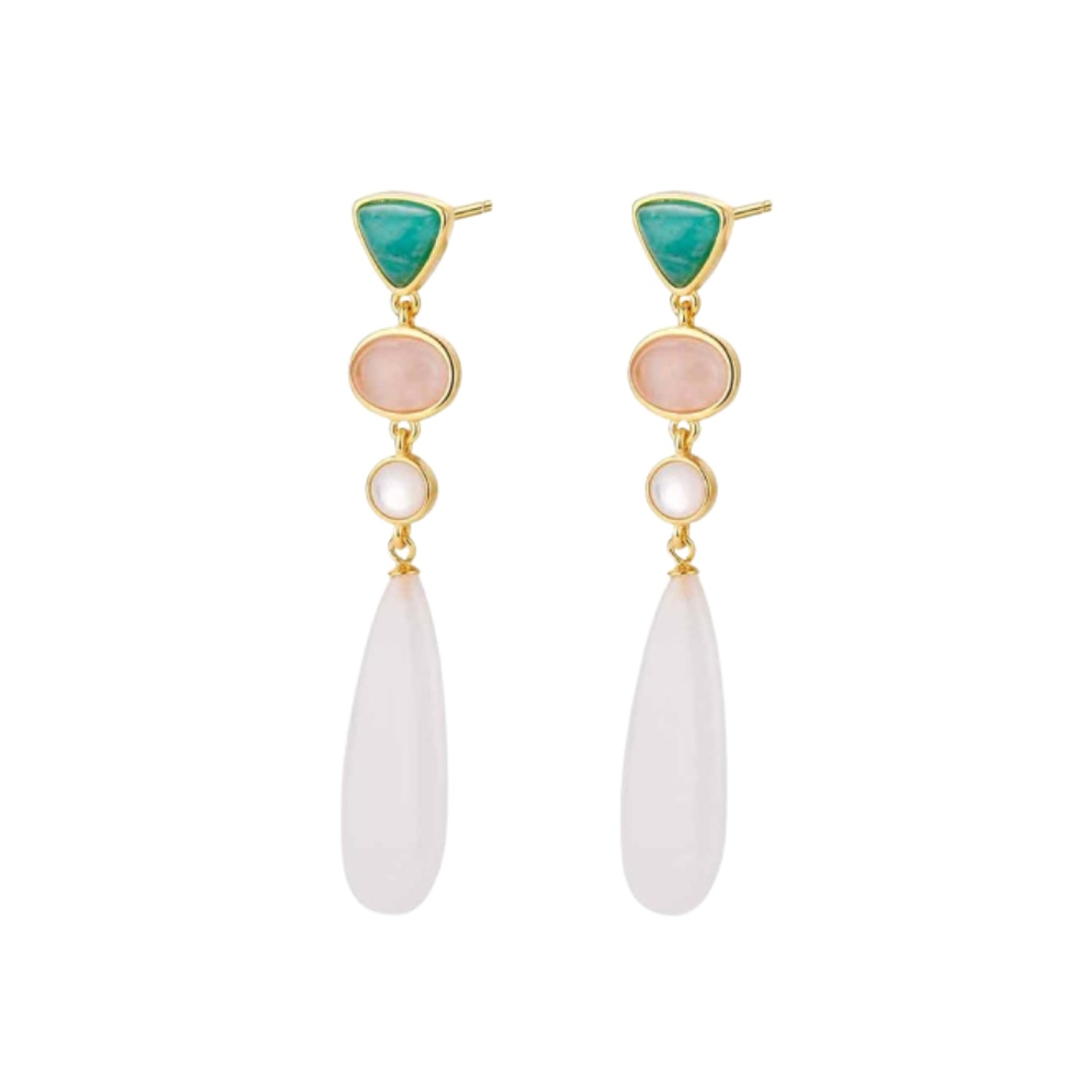 Pendiente de piedra natural amazonita y ágata blanca  1