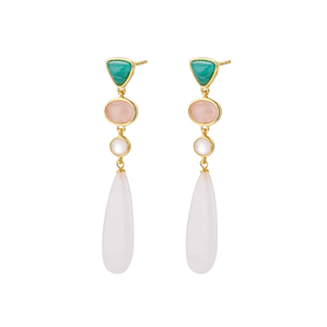 Pendiente de piedra natural amazonita y ágata blanca 