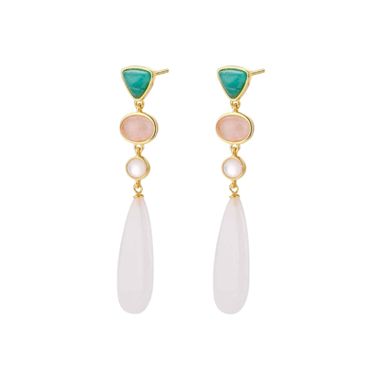 Pendiente de piedra natural amazonita y ágata blanca  1