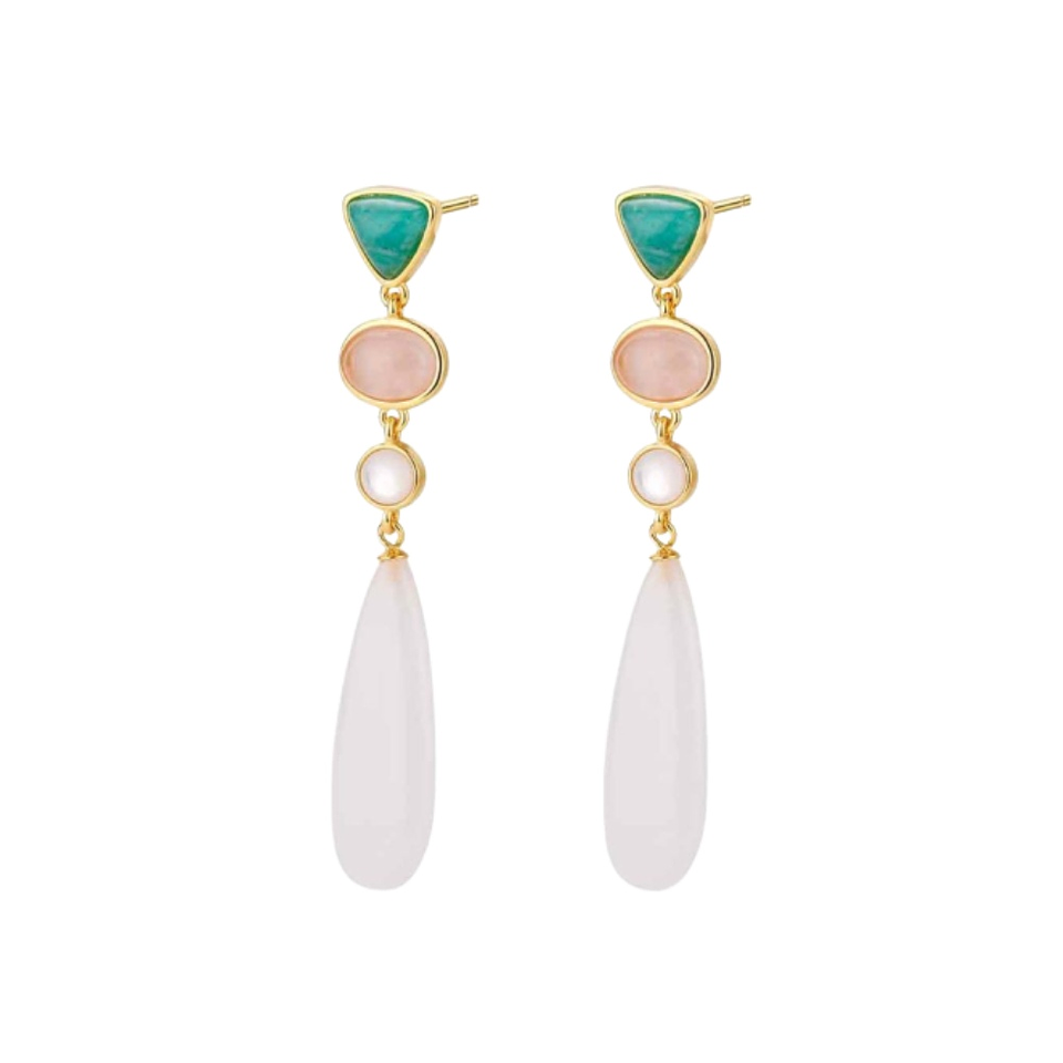 Pendiente de piedra natural amazonita y ágata blanca  1