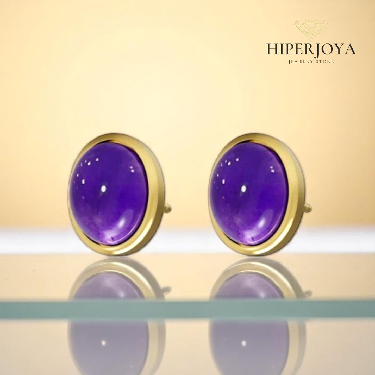 Pendiente de piedra natural amatista oval  2