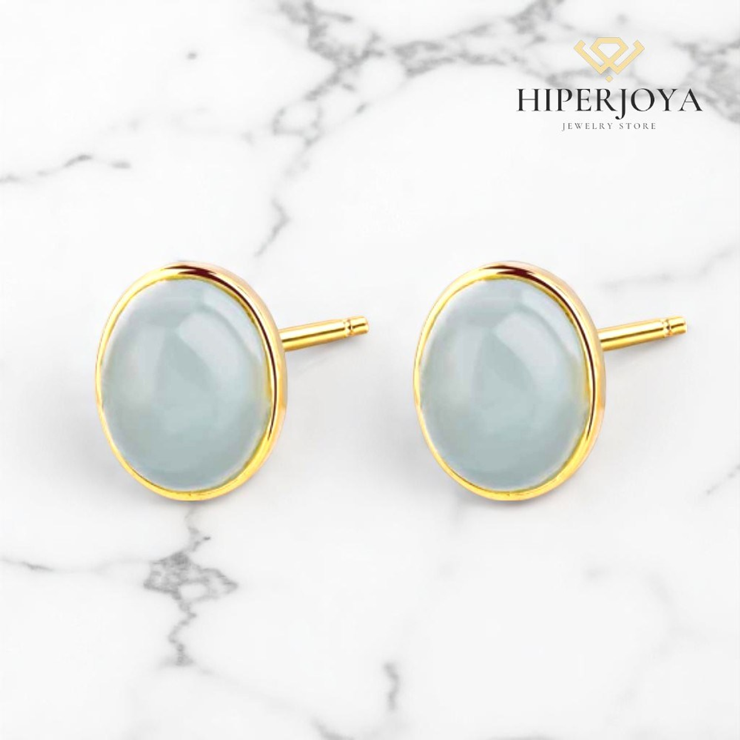 Pendiente de piedra natural aguamarina  2