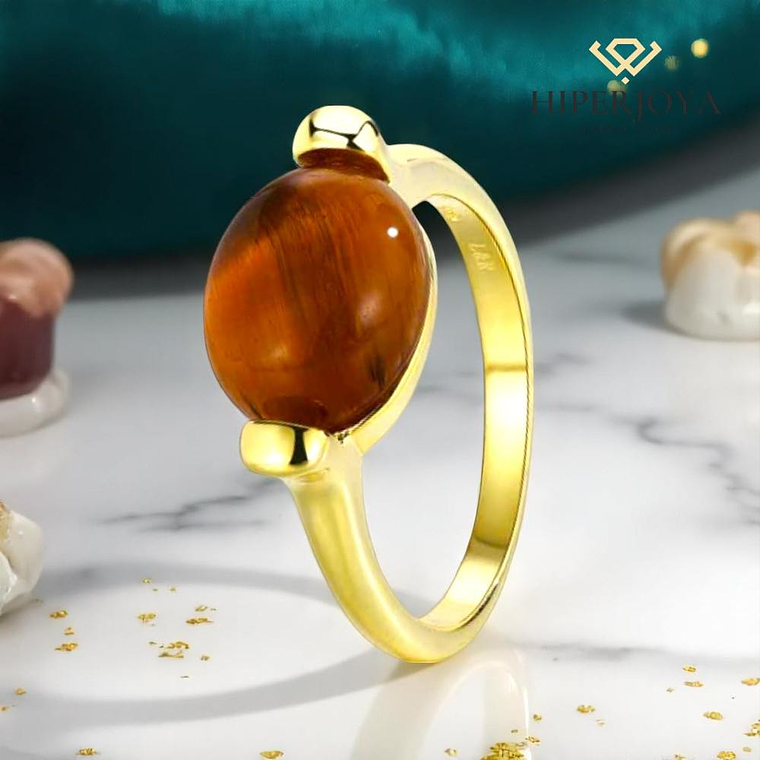Anillo de piedra natural ojo de tigre oval  2