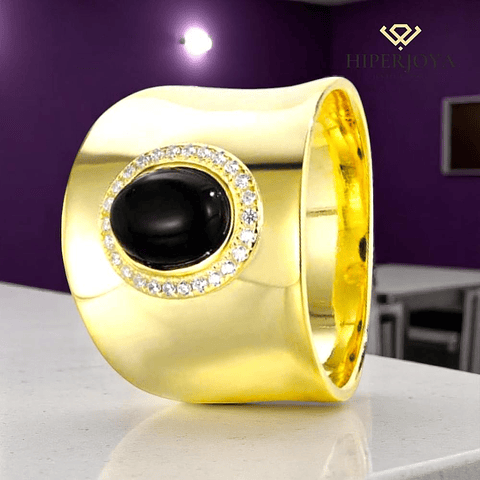 Anillo de piedra natural ónix oval 